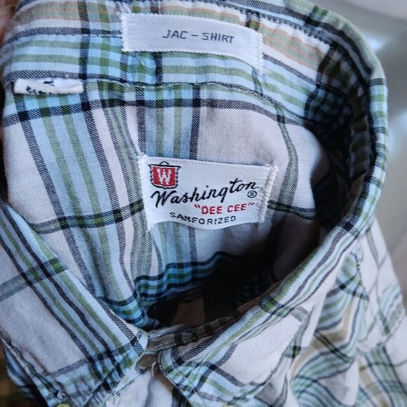 Vintage 1960's Sanforized Plaid Shirt Mens Small Washington Dee Cee Plaid Indy - Picture 3 of 9